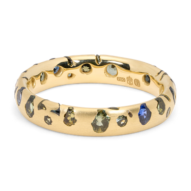 Blue & Green Confetti Ring - Size 6.5 - 11862
